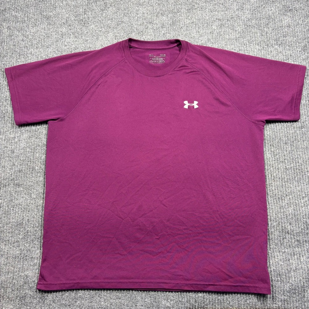 Under Armour Shirt Men's XL HeatGear Purple Short Sleeve Performance Athletic